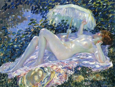 Zonnebaden, ca. 1913 door Frederick Carl Frieseke